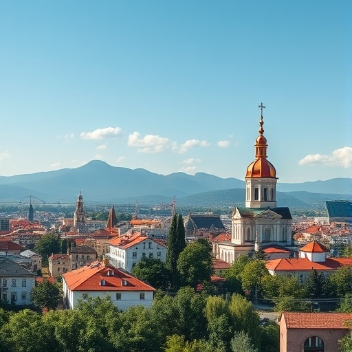 A scenic image of Georgia (like the Tbilisi skyline or Gergeti Trinity Church).